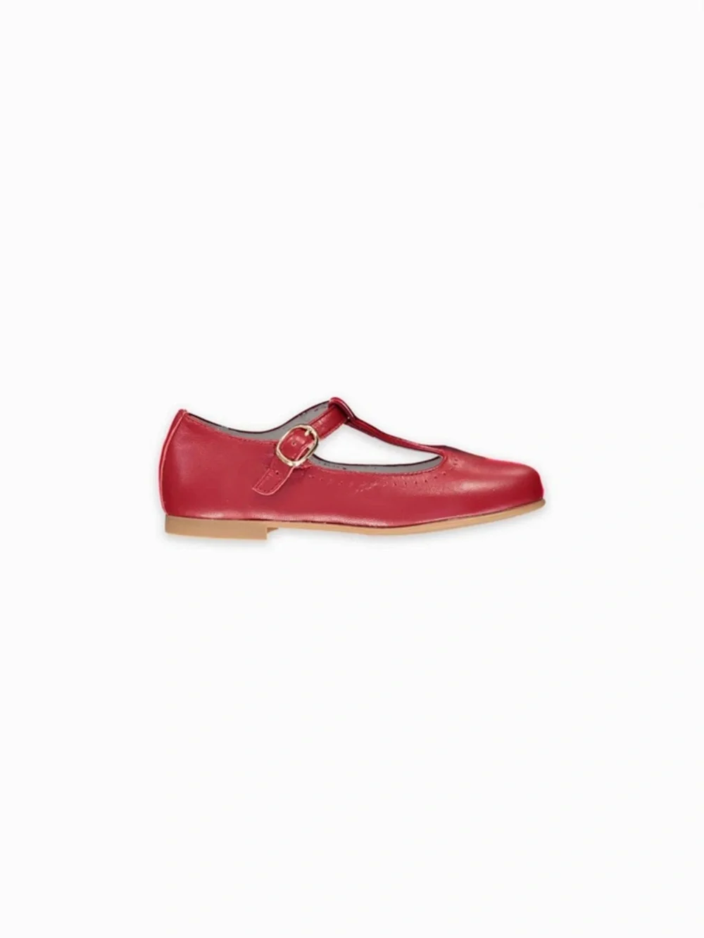 La Coqueta Red Leather T-Bar Mary Jane Shoes EU 27 US 10